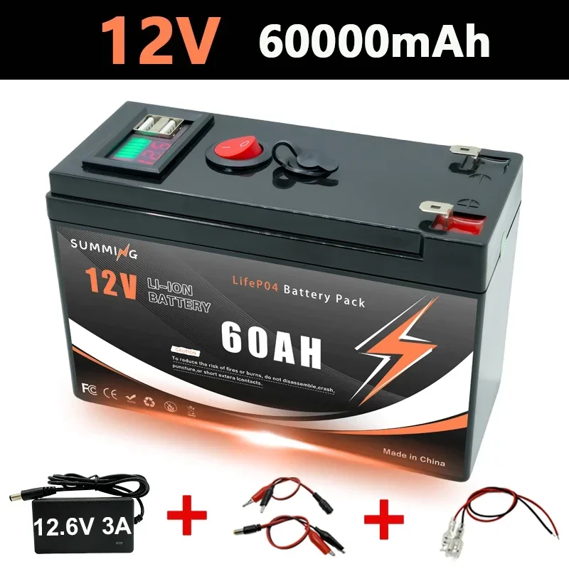 LiFePO4 12V 150Ah wiederaufladbare Lithiumbatterie mit integriertem BMS, für Spielzeug, Solarmodule, Fischfinder, Power Wheels️: Grau