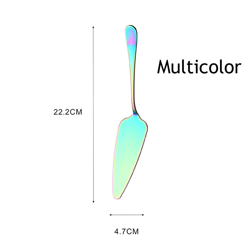 1 ST Kleurrijke Rvs Gekartelde Rand Cake Server Blade Cutter Pie Pizza Schop Taart Spatel Bakken Tool: MULTI