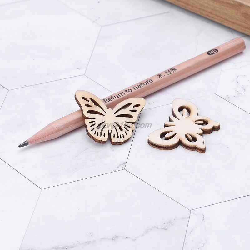 50 Pcs Cut Hout Vlinder Versiering Houten Vorm Craft Wedding Decor