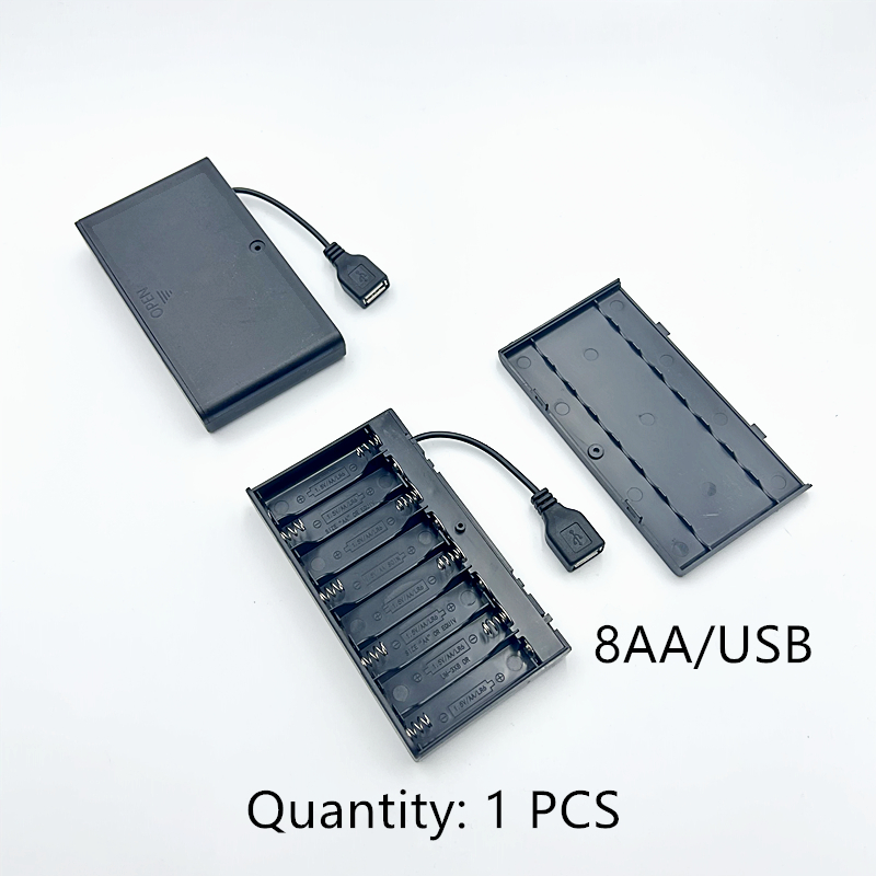 Portable Mini 2 3 4 6 8 x AA Battery Holder Storage Box Case USB Power Supply Battery Box For LED Strip Light: Yellow