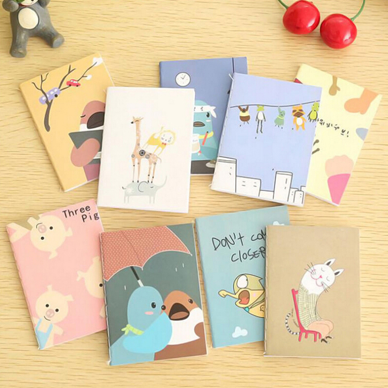 1 PCS Portable Cute Cartoon Kraft Paper Notepad Memo Diary Notebook Exercise Books