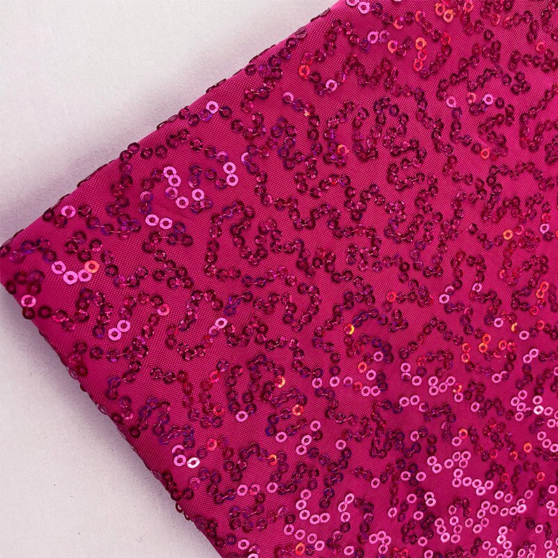 Shimmer Neon Pink Sequin Fabric Stretch Embroidered for Dancewear Dress Sewing