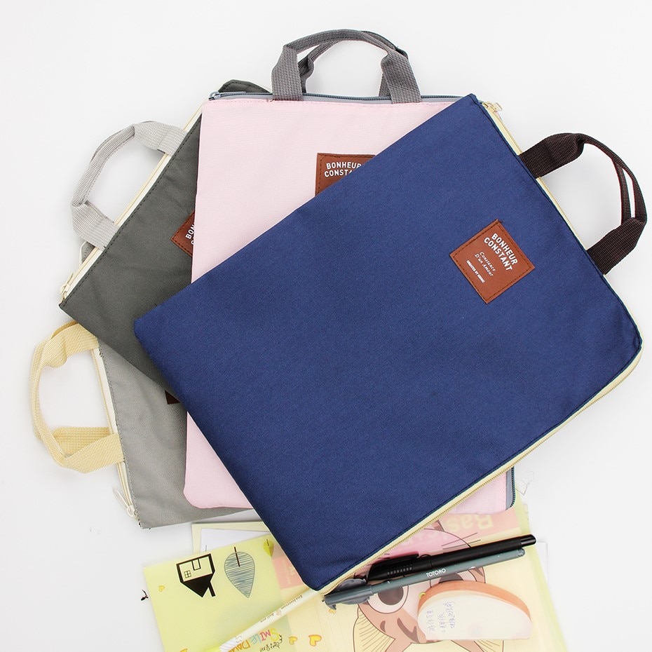 Briefcases Storage Fabric Pouch Package for A4 Paper Portable Pocket Bill Pouch File Folder Office Supplies