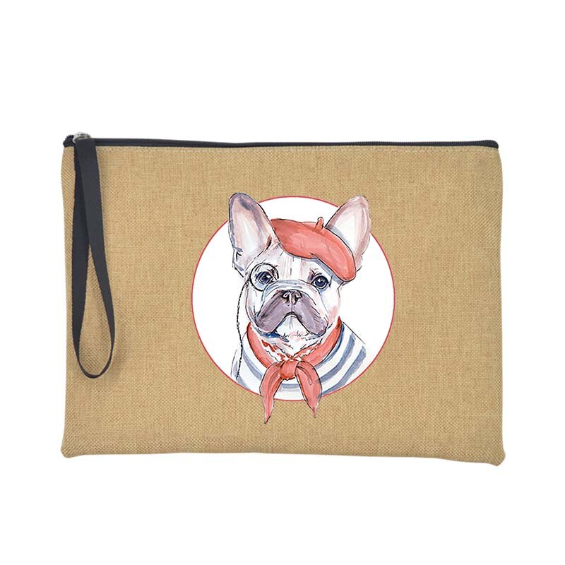 French Bulldog Purse Women Shopping Large Wallet Female Clutch Summer Beach Tote Handbag Travel Toiletries Card Keys Storage Bag: Q00143-A012BR-S