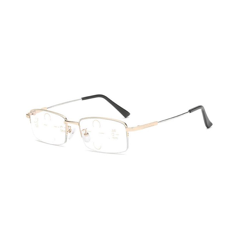 Titanium half montuur metalen progressieve leesbril heren multifocale anti-blauw licht presbyopische bril legering dames gafas  +1.5: +100 / Goud