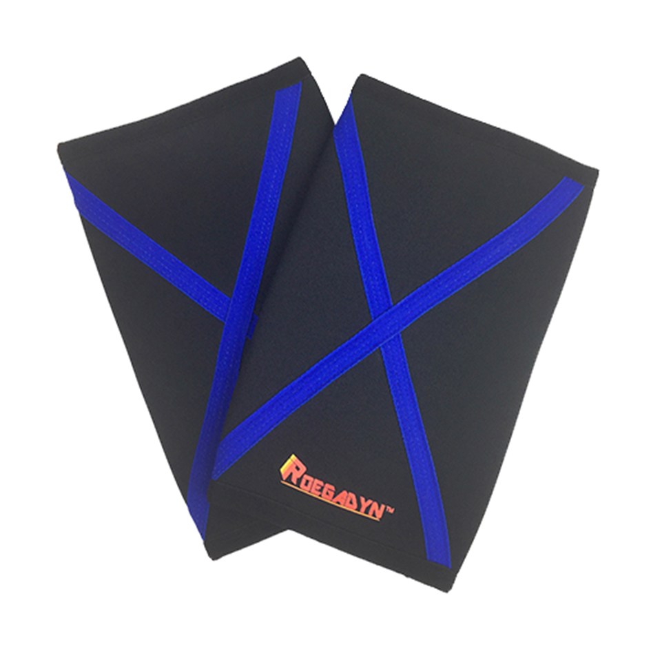 ROEGADYN 7mm krzyż sztywny neopren profesjonalna jakość wsparcie kolana moc Sport kompresyjny stabilizator kolana, niedźwiedź waga ciężka, Unisex: Blue / XL