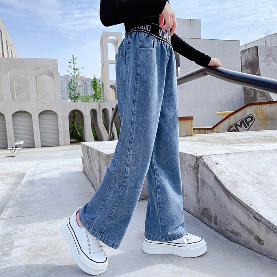 Jeans Girl Letter Pattern Kids Jeans Girls Casual Style Kid Jeans Spring Autumn Children's Clothes 6 8 10 12 14