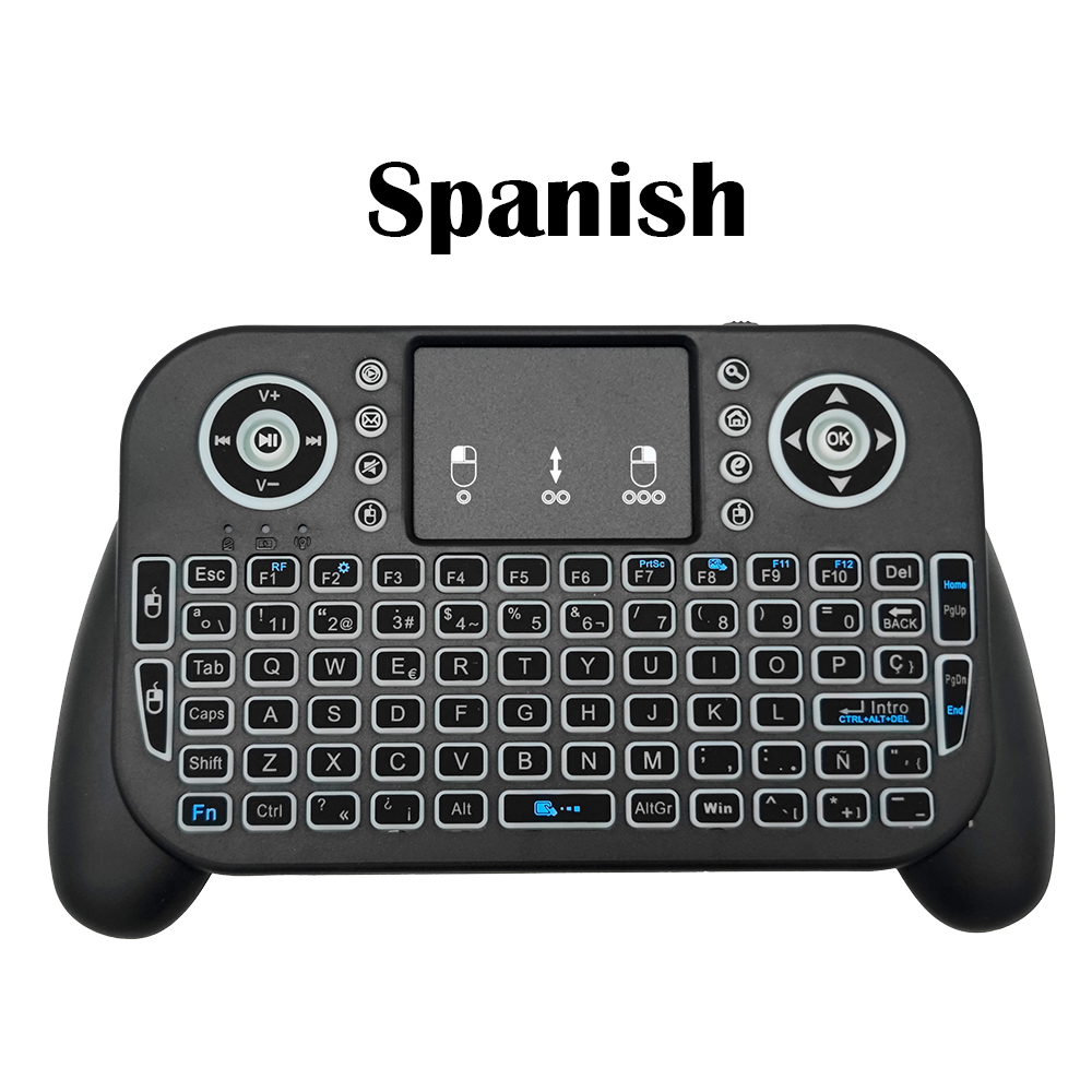 Mini Draadloos Toetsenbord V8 7 Achtergrondverlichting 2.4G Bluetooth Luchtmuis Afstandsbediening Touchpad Voor Android Tv Box: Olive / Blauwe schakelaar