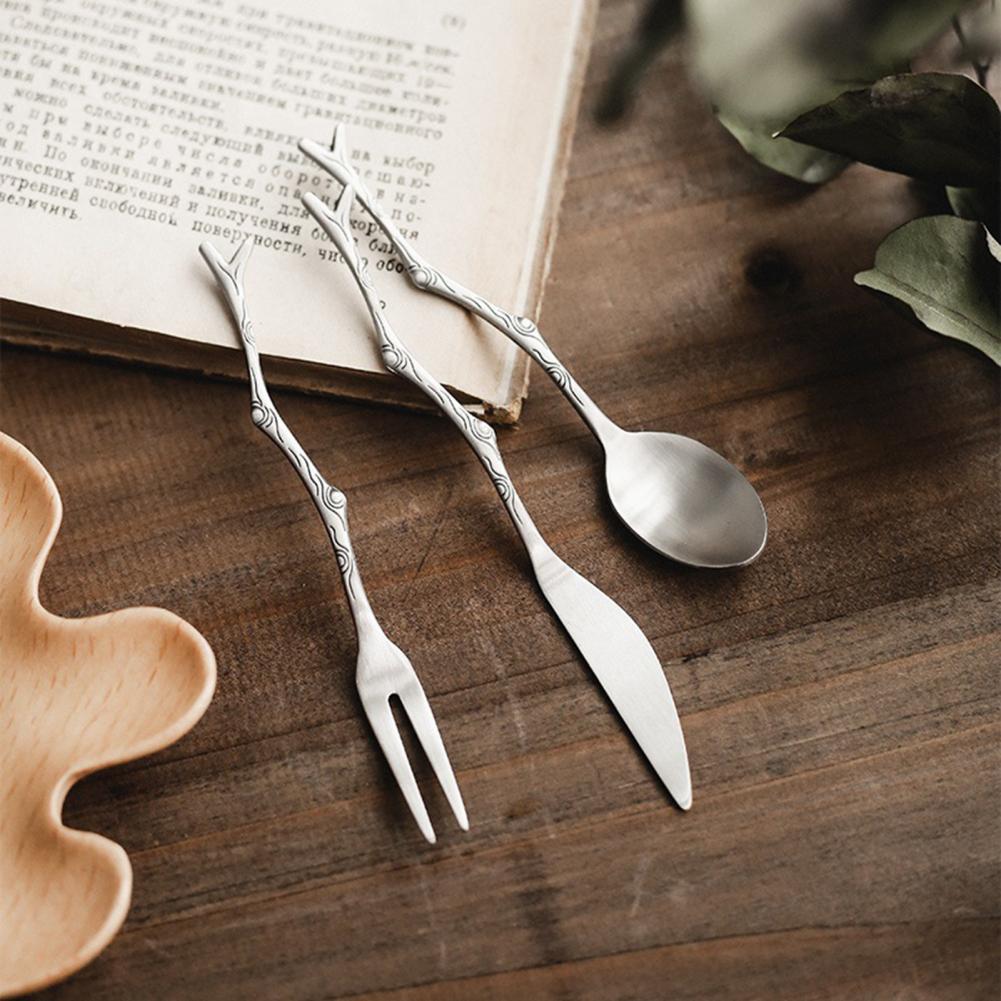 Dinner Knife Stainless Steel Dinner Spoon Anti-deform Multi-use Unique Practical Tree Branch Shape Dinner Spoon Table Fork