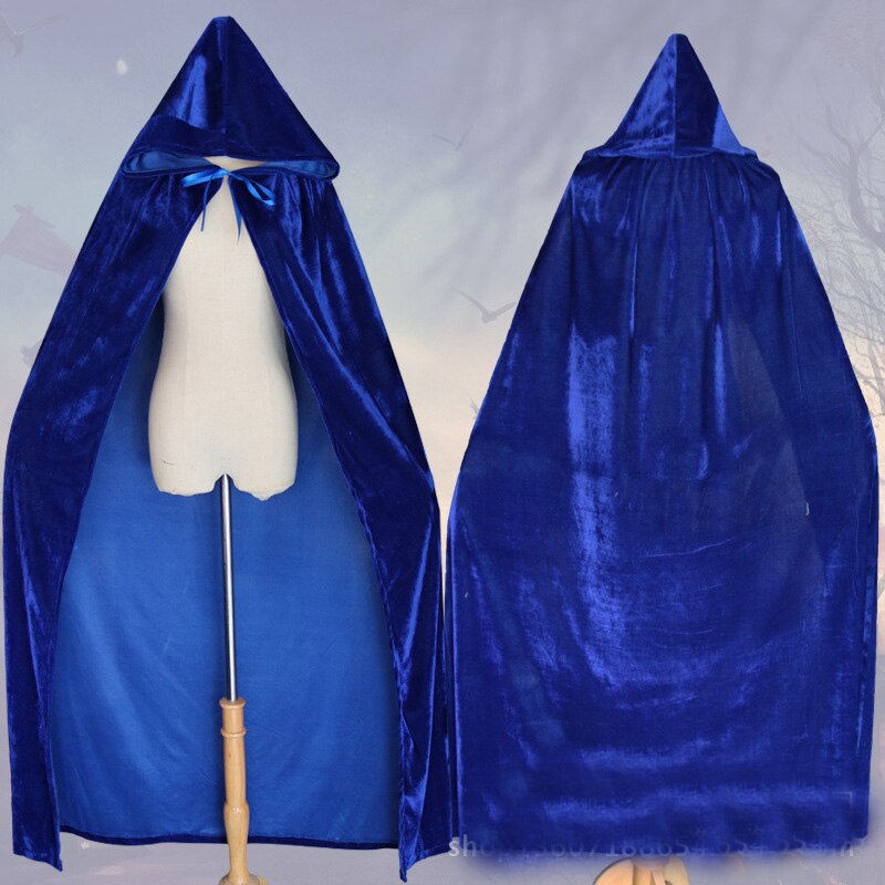 Halloween Vampire Ghost Witchcraft Velvet Cloak Cape Death Long Robe Gothic Hooded Medieval Renaissance Cloak Costume Accessory
