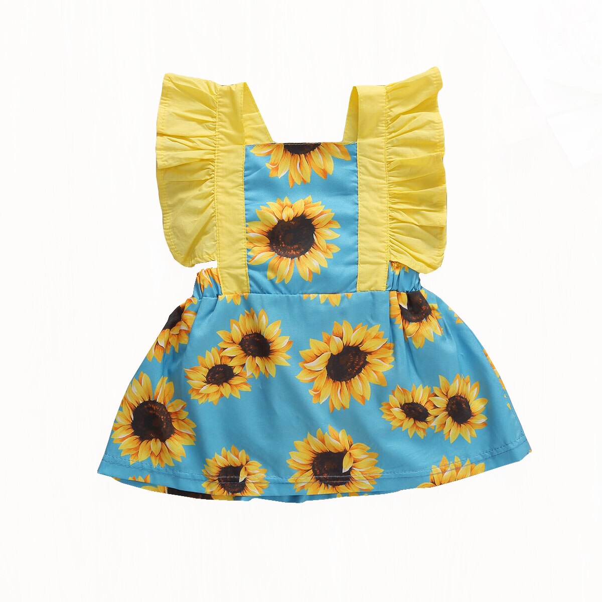 0-24M Baby Meisjes Romper Jurk Zonnebloemen Print Ruches Korte Mouw Leuke Jumpsuits Zomer Outfits
