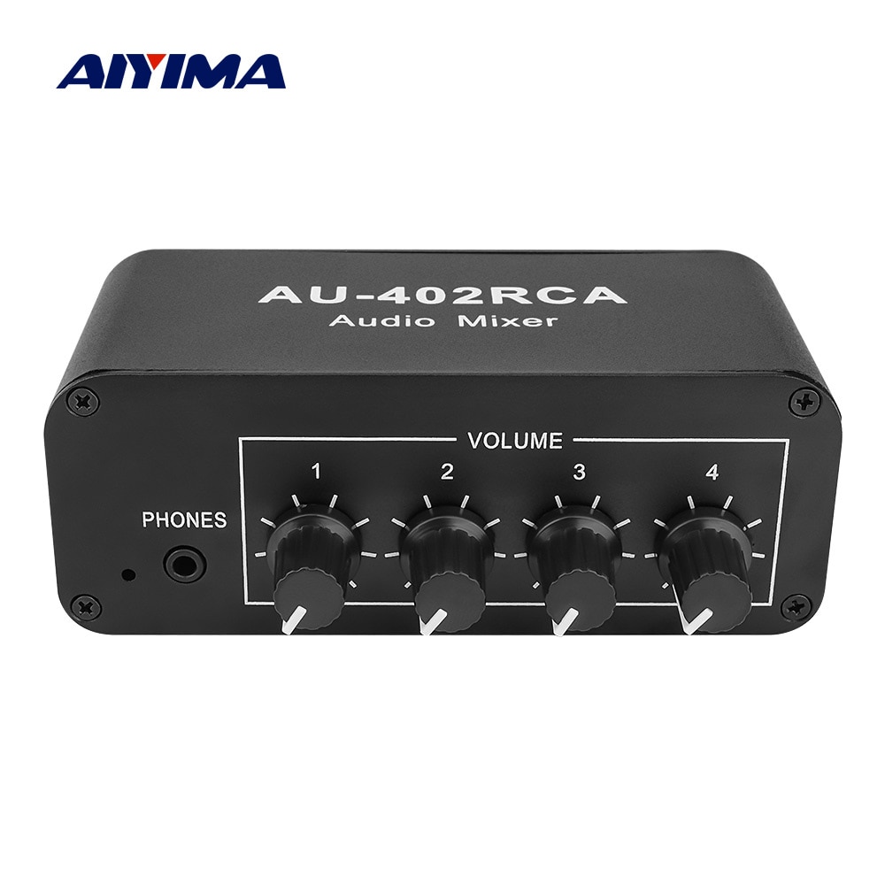 AIYIMA 4 Way RCA Audio Input Stereo Mixed Output Audio Mixer Headphone Amplifier Splitter Selector Source Switcher DIY Amplifier
