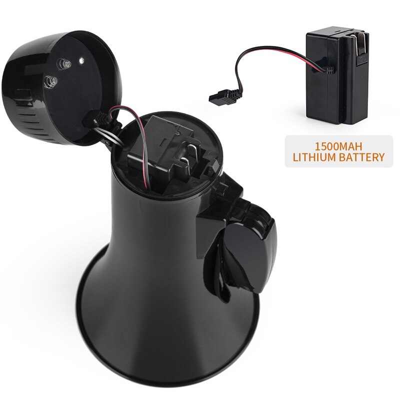Power Portable 35W Bullhorn Megaphone Speaker with Built-in Siren USB Flash Drive 240S Recording Black