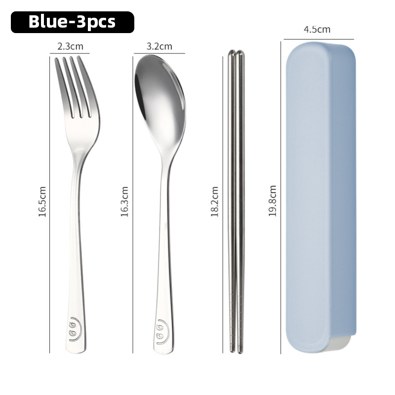 Portable Travel Cutlery Set With Case Stainless Steel Spoon Fork Chopsticks Tableware