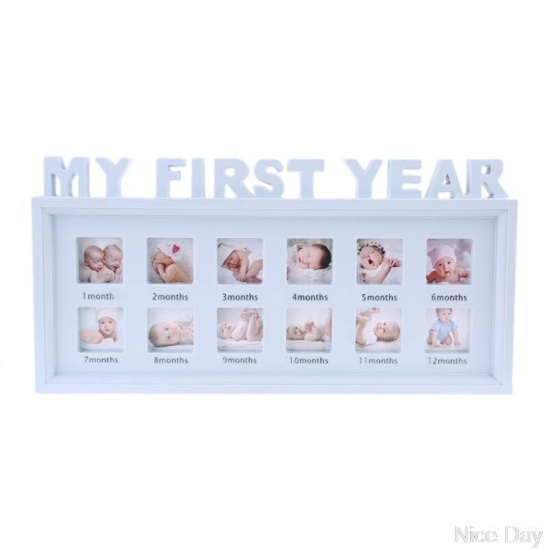 Cuadros creativos DIY de "Mi primer año" para bebé de 0 a 12 meses, marco de fotos de plástico, recuerdos conmemorativos para niños, A07 20