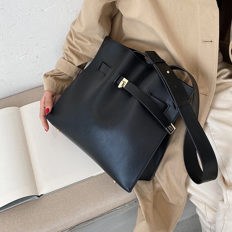 Vintage grand sac seau en cuir PU femmes sac à main haute capacité sac à bandoulière