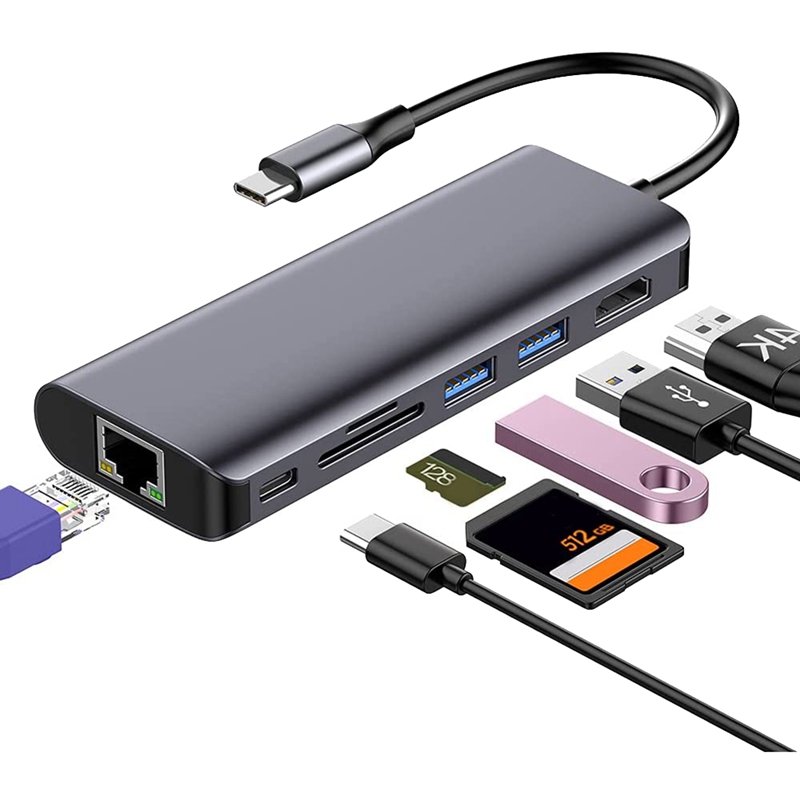 USB C Hub, 7 in 1 USB C to 4K HDMI Adapter,2 USB 3.0 Ports and SD/TF Card Readers,Compatible for Air, Pro