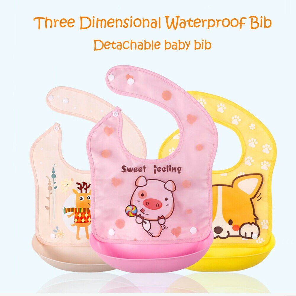 Kleinkind Baby Wasserdichte Silikon Lätzchen Cartoon Tier Waschbar Roll Up Crumb Catcher Fütterung Essen Schürzen Infant Baby Lätzchen