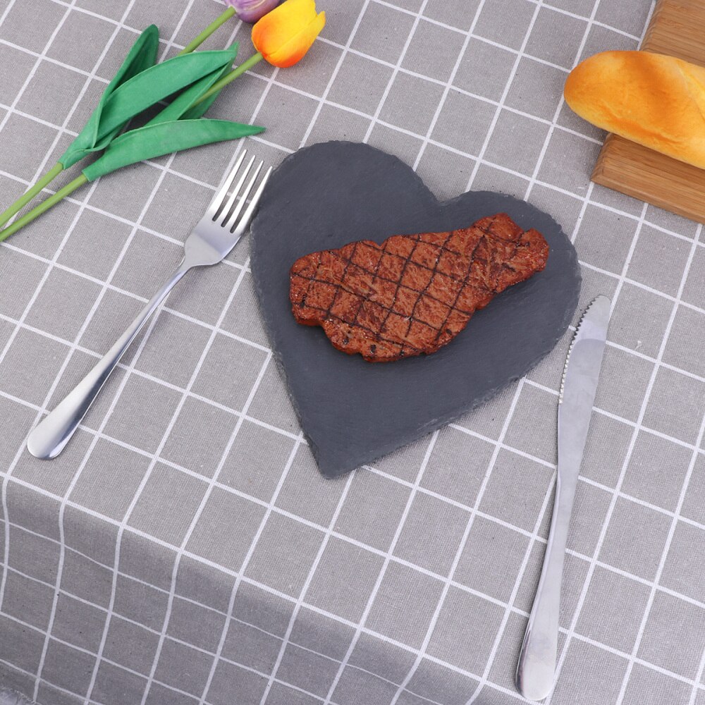 1 pc natuursteen leisteen borden hartvormig veiligheids taartbord stenen bord voor kaas barbecue pizza sushi
