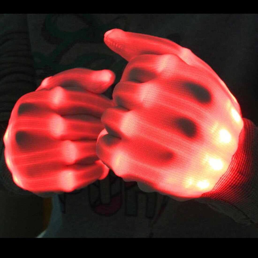 Lumière LED gants lumineux doigt éclairage électro Rave fête danse squelette Halloween: Rouge