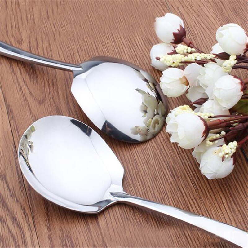 Cuillère à dîner en acier inoxydable | Grande cuillère de service pour Buffet, épaisseur ronde, soupe riz café Western Restaurant Bar cuillère publique