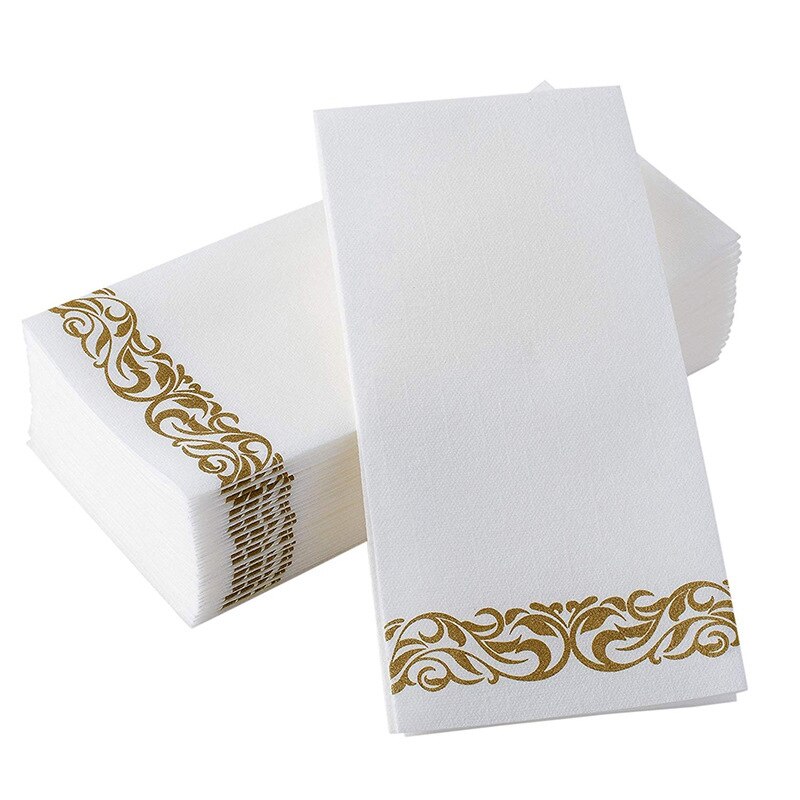 100Pcs Disposable Hand Towels Paper Napkin Bathroom Weddings Party Hotel Napkins Paper Soft and Absorbent Airlaid Paper Guest To