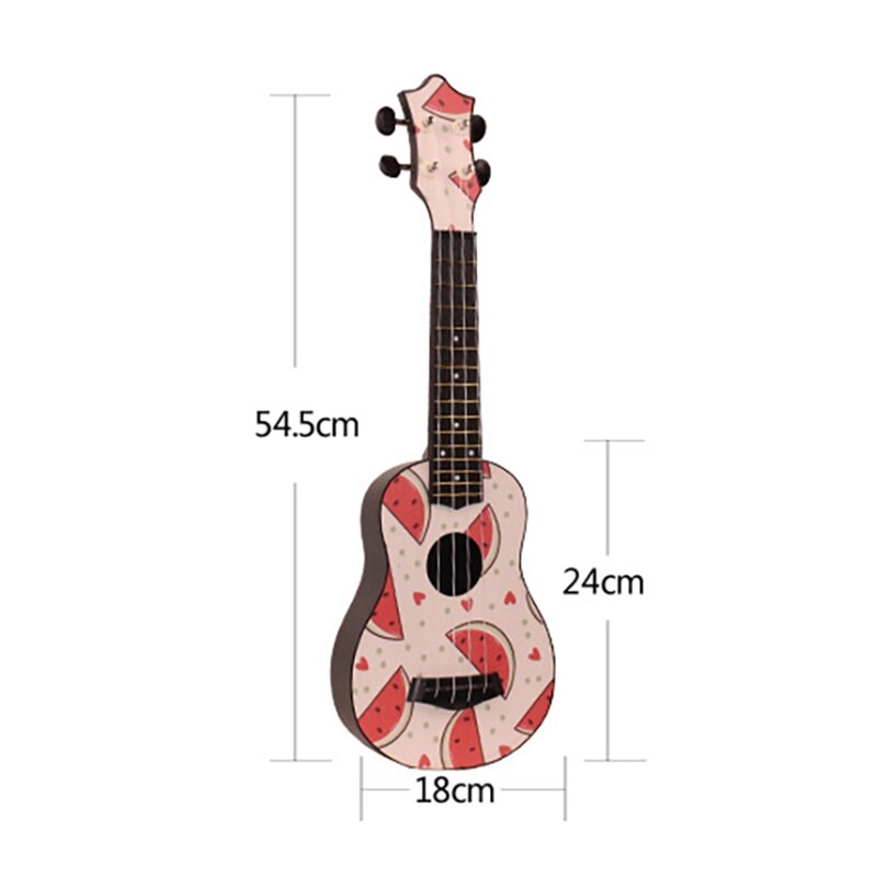 Ukulele mit wassermelonenmuster, hawaii-ukulele, 21 zoll, 4- saitige ukulele, kindergitarre #39 musikinstrument für kinder