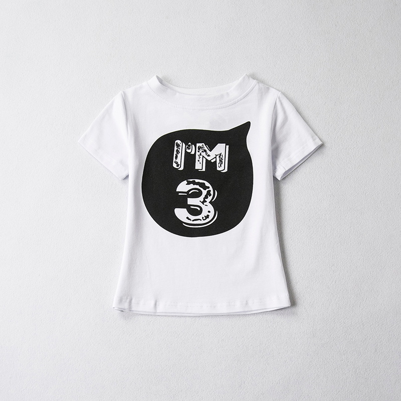Trendy Peuter Baby Zomer T-shirts Tops Kinderen Kleding Tees Baby Meisje 1 2 3 4 Jaar Verjaardag Party Wear Kids jongens Kleding: B3