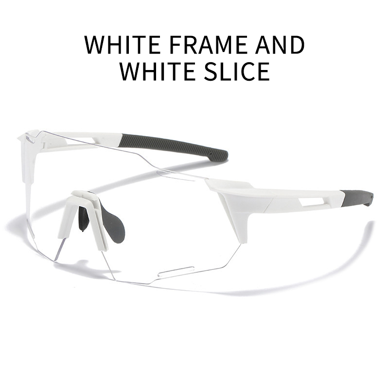 ESLNF Fietsbril Zonnebril Sport Gepolariseerde Lens Heren Dames Outdoor Fietsbril Fiets Winddicht Brillen Bril 7 Kleuren: WHITE