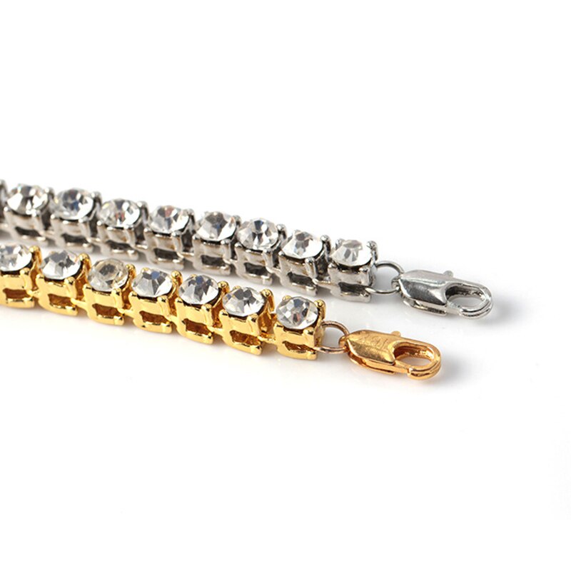 Mode Goud Zilver Kleur Iced Out Armband Mannen Hip Hop Sieraden Unisex Vrouwen Bling Bling Steentjes Crystal Ketting Armband