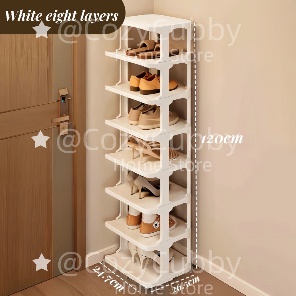 Estante de almacenamiento de zapatos, puerta de esquina de pared de 9 niveles, armario organizador de zapatos DIY estrecho apilable que ahorra espacio para dormitorio doméstico: Amarillo claro