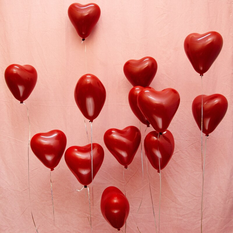 50pcs Red Heart Latex Balloons Heart Love Shape Balloon for Wedding Anniversary Valentine's Birthday Party Decorations