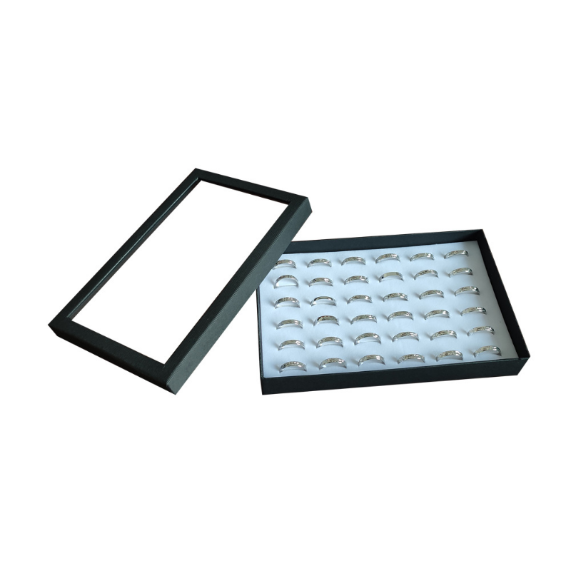 36-slot ringen display box standaard metalen oorbellen opbergdoos opbergdoos met transparant deksel sieraden vitrinekast