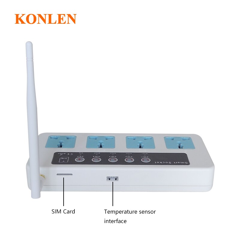 Konlen 16A GSM Socket Timing Schakelaar Thuis Slimme Afstandsbediening Stekker 4 Kanaals Relais Met Temperatuursensor