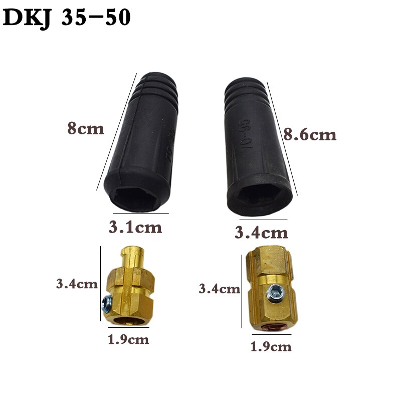 European Electric Welding Machine Rapid Connectors Fitting Cable Connector-Plug 200Amp DKJ 35 50 70 95 2pcs Per Sets