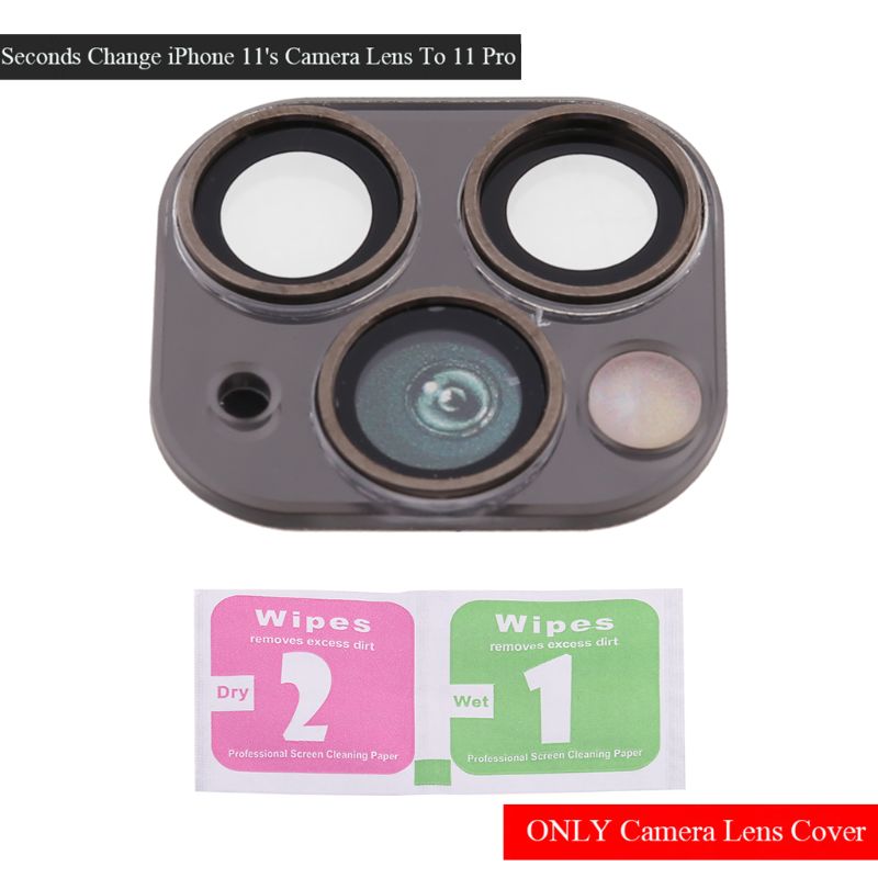 Lens sticker camera lens cover voor iphone 11 seconden verandering voor iphone 11 pro 95af: Zwart