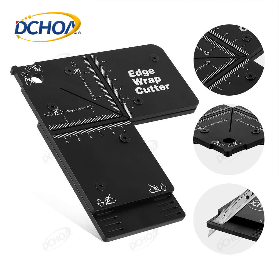 DCHOA Edge Vinyl Wrap Cutter Aid Tool Tint Film Cutting Template for Wrapping Applications furniture corners Aluminum Alloy tool