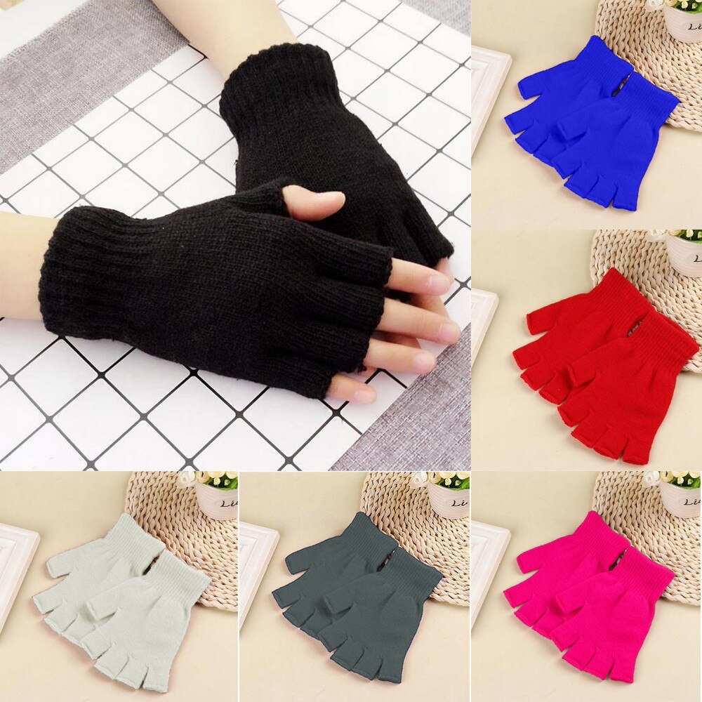 Winter Gloves Unisex Gloves Mitten Fingerless Knitted Crochet Half-fingers Adult Warm Winter Gloves Women