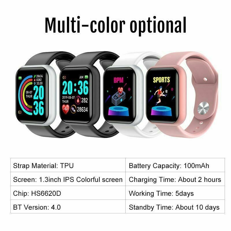 Smart Watch Y68 Waterproof Heart Rate Tracker-Fitness Wristband for IOS Android Multi-functional SmartWatch Valentine's Day#45