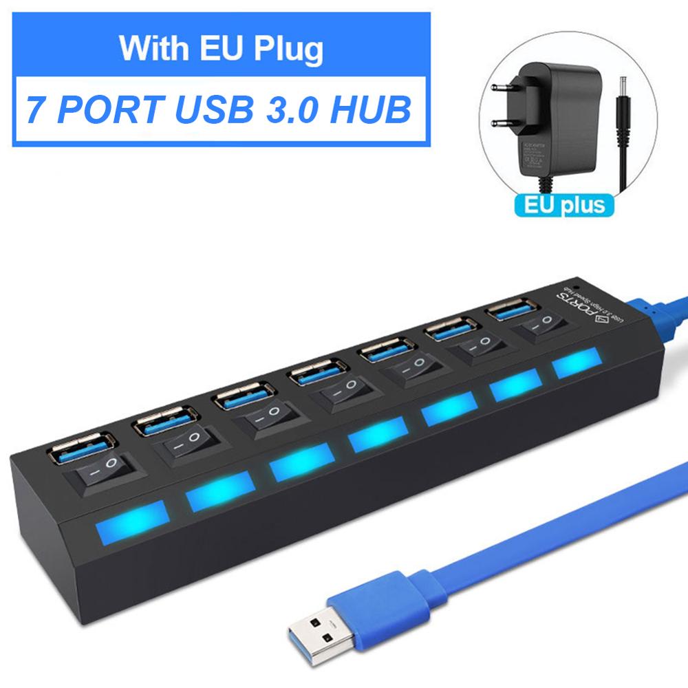 NEUE USB 3,0 Hub 2,0 Hub Multi USB Splitter 4/7 Hafen Expander Mehrere USB 3 Hab Verwenden Energie Adapter USB 3,0 Hub mit Schalter: 6
