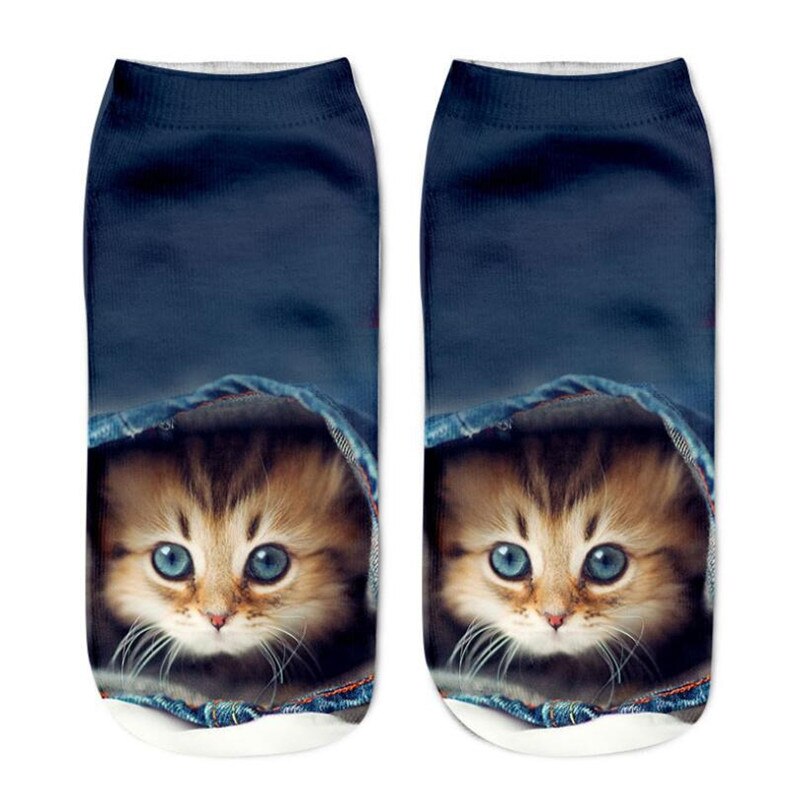 Kids Socks 3D Printing Cute Animal Cat Boys Girls Socks Low Ankle Funny Sock for Children 8-16Years: 18