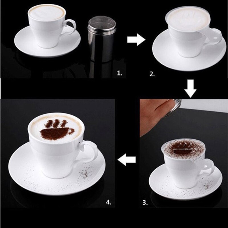 16 stks/set Mode Cappuccino Koffie Barista Stencils Fancy Koffie Melk Bubble Spray Sjabloon Tools B