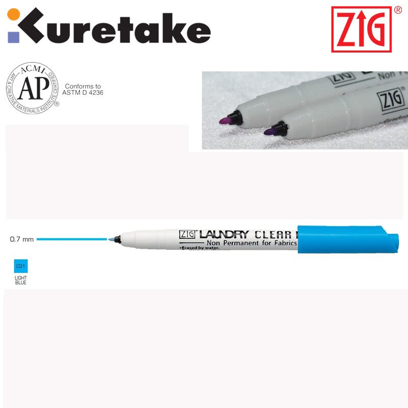 ZIG Kuretake Clothes Markers LAUNDRY PEN Permanent Water Resistant Textile Marker Pens for Fabric Wash 0.8 mm Black Japan: Blue