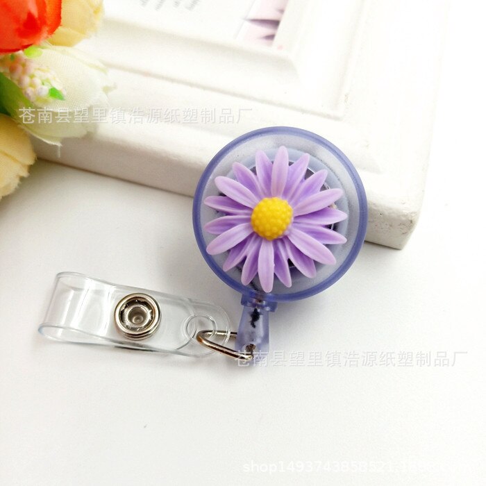 Mode Vrouwen Kaarthouder Kleurrijke Bloemen Intrekbare Badge Reel Verpleegster Arts Student Tentoonstelling Id Card Clips Badge Houder: Purple