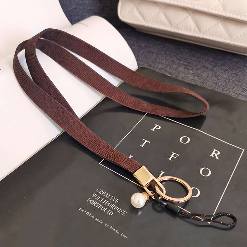 Lange Parel Pedant Telefoon Lanyard Voor Iphone Huawei Samsung Redmi Xiaomi Ketting Riem Voor Werken Card Badge Sleutelhanger: brown