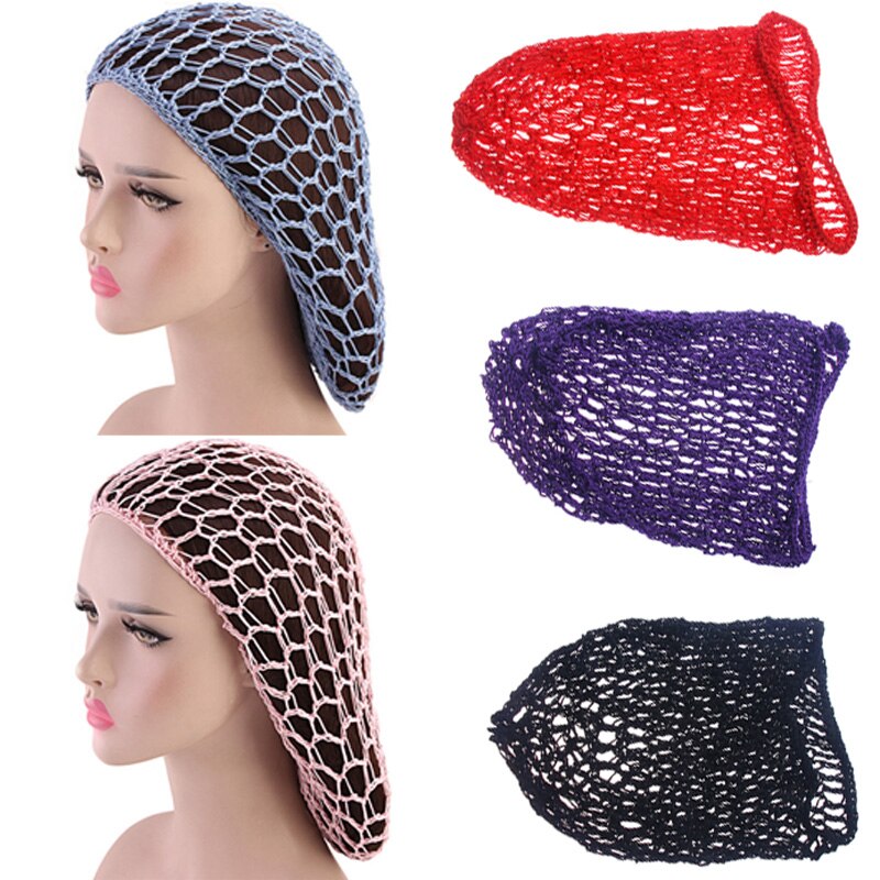 Women Ladies Soft Rayon Snood Hair Net Handmade Crocheted Hair Nets Mesh Breathable Hair Styling Hat Hatnight Cap Cheveux Femme