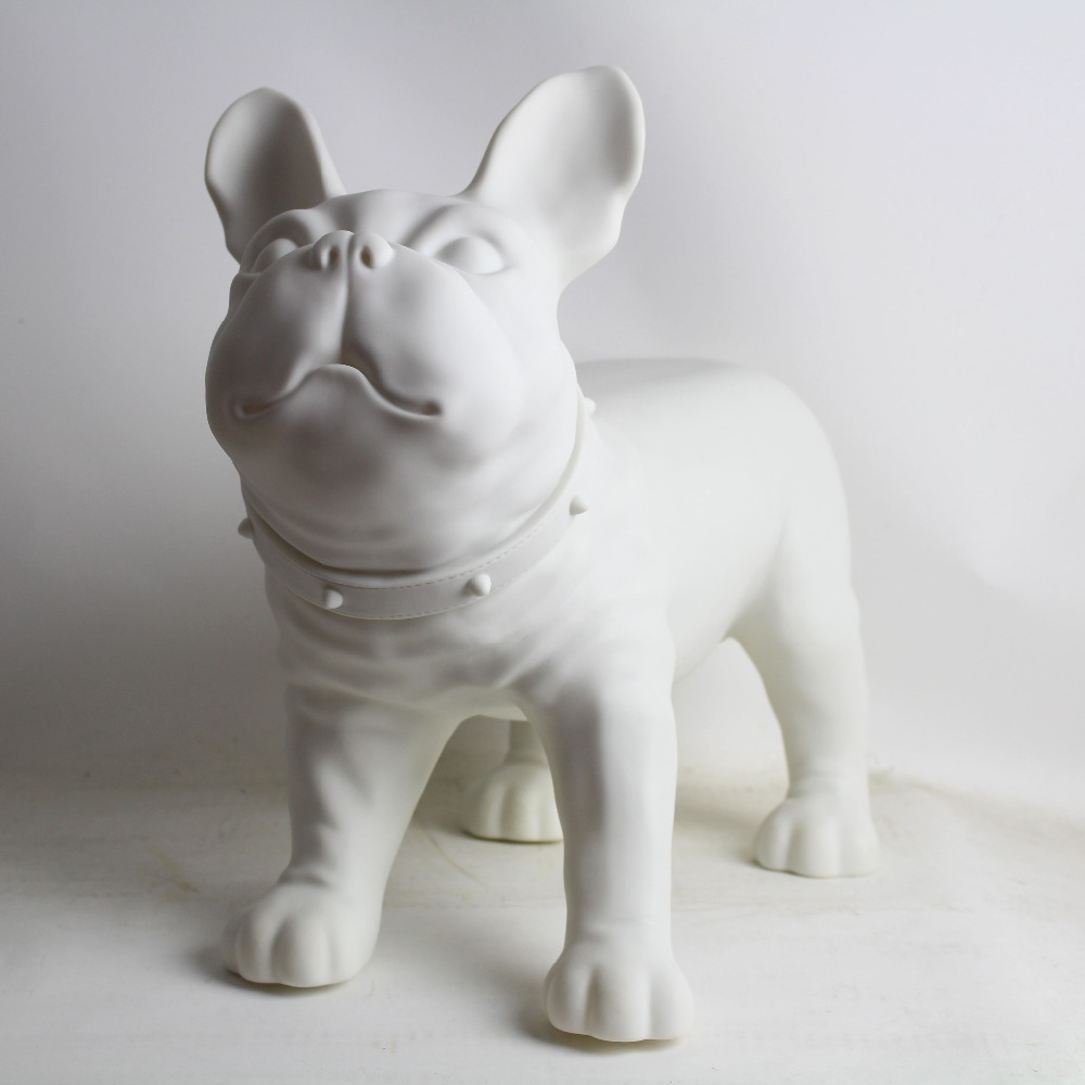 Maniquí de plástico blanco para perro Bulldog francés, venta para tienda de mascotas, exhibición