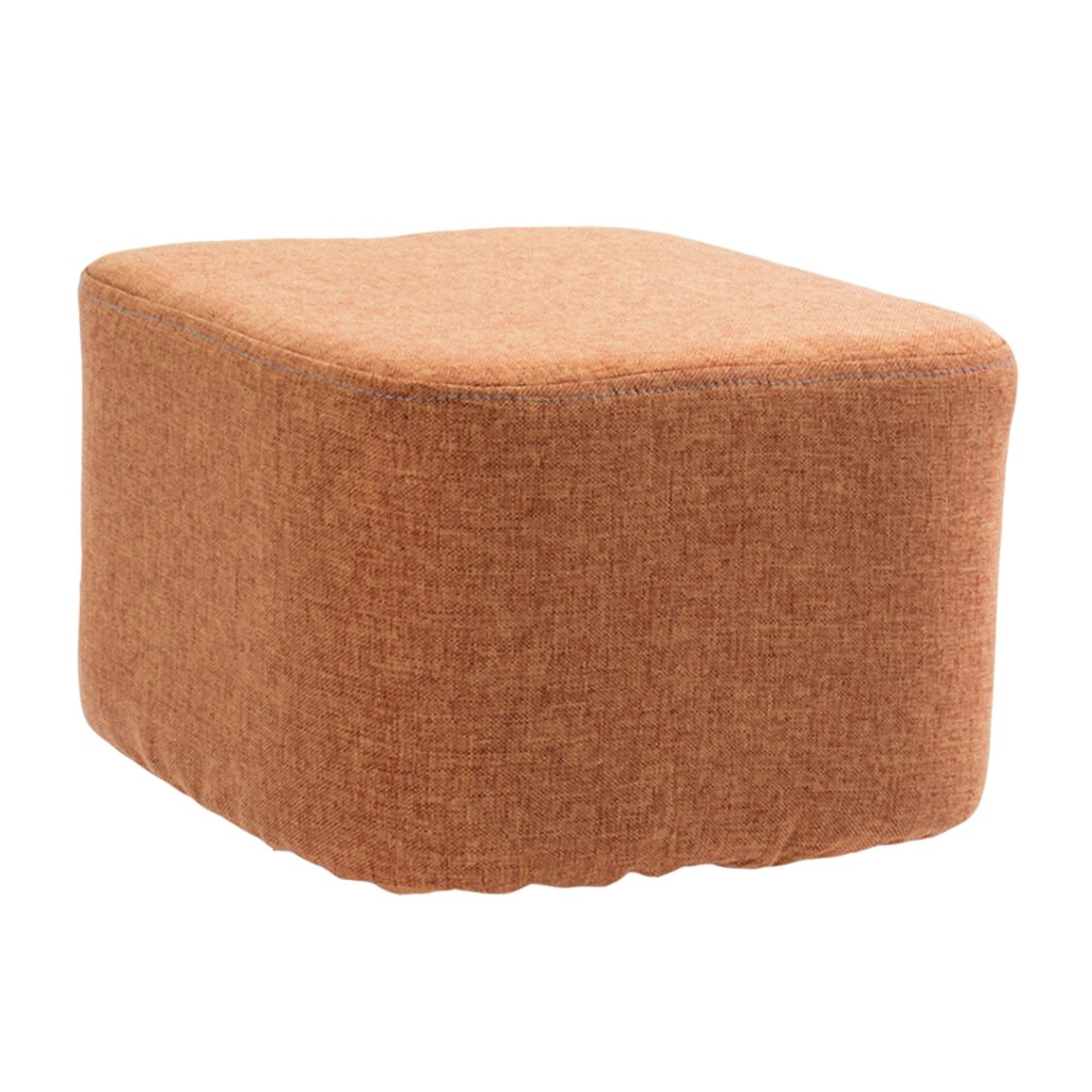 Dustproof Linen Cotton Square Stool Cover for Wood Footstool Ottoman Pouffe various color: Orange