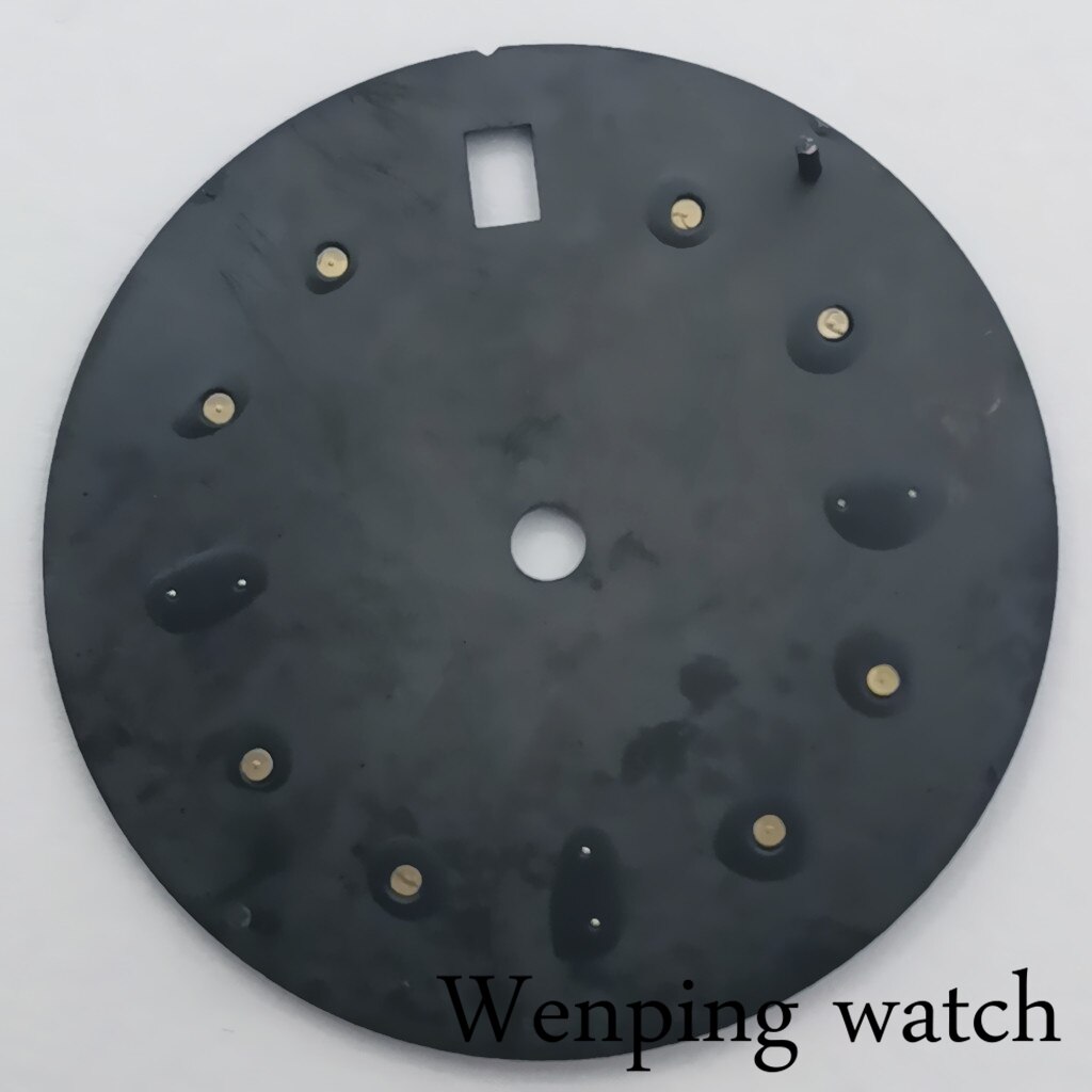 28.5mm Sterile Black Yellow Watch Dial Green Luminous Marks Fit NH35 Movement Automatic Watch Accessories