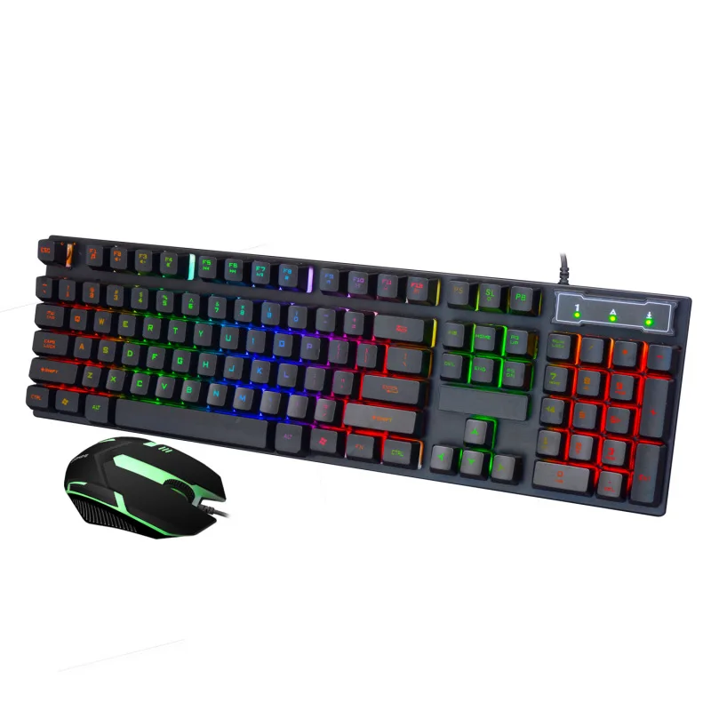 Thickened backlit rainbow glowing keyboard mouse set feel keyboard of the season model from mainland china